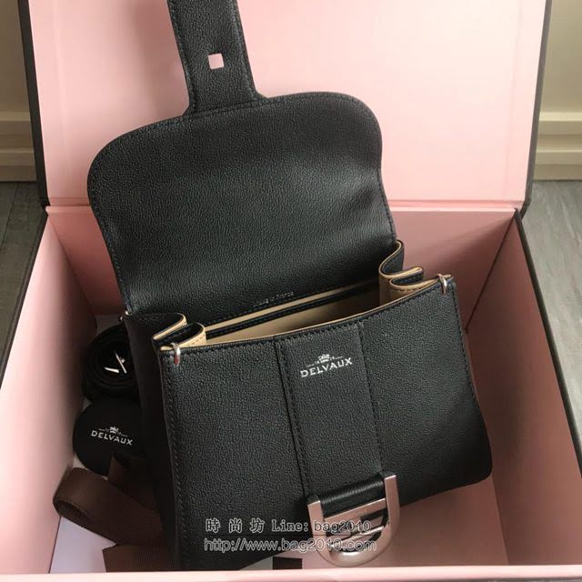 DELVAUX女包 2019春夏最新色 專櫃原廠皮 德爾沃女手提包 DV0020黑銀 小號 Delvaux單肩斜挎包  fcs1169